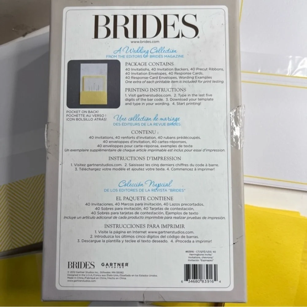 Wedding Bride & Groom Yellow & White Invitation Decoration Set New 6 Items